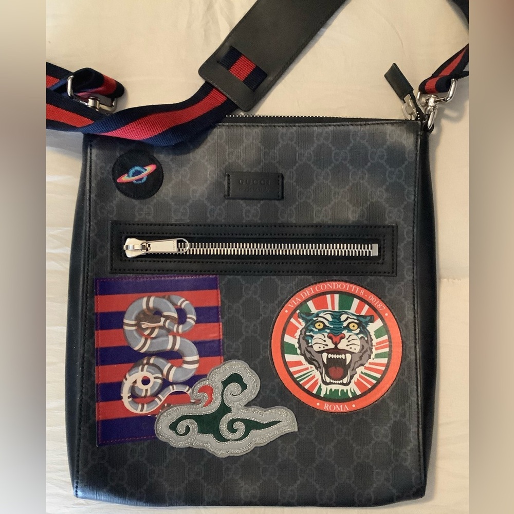 Gucci Black Crossbody Bag with Patches